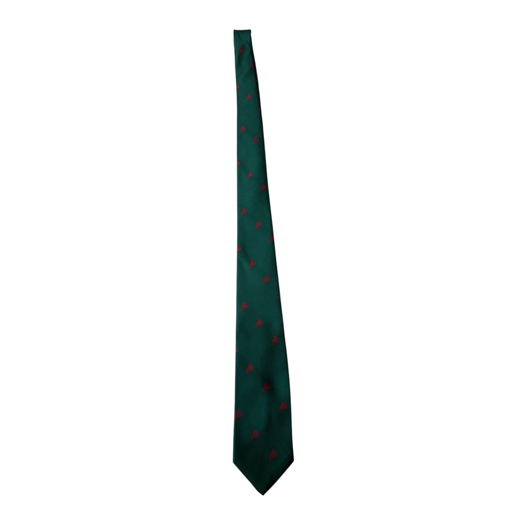 L.L. Bean Necktie Green with Red Lobster Print Classic Mens Tie - Picture 2 of 3